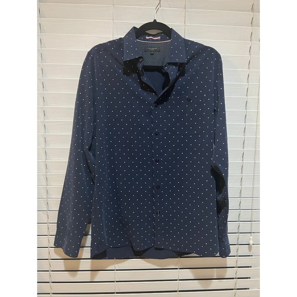 Ted Baker Polka Dot Long Sleeve Button Up Shirt - Size 3/S